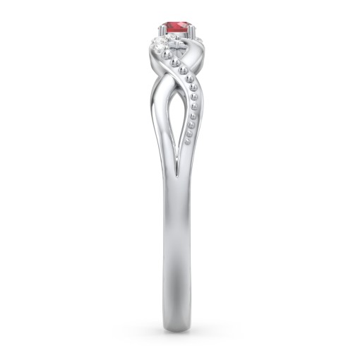 Double Infinity Gemstone Ring with Accents – Sterling Silver with Garnet and White Premium Zirconia