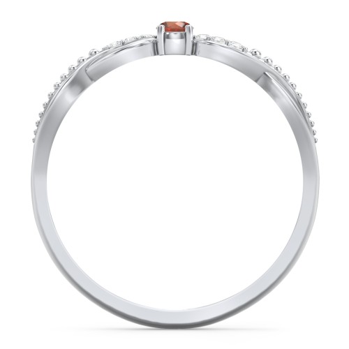 Double Infinity Gemstone Ring with Accents – Sterling Silver with Garnet and White Premium Zirconia