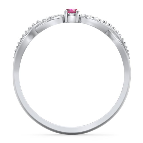 Double Infinity Gemstone Ring with Accents – Sterling Silver with Ruby and White Premium Zirconia
