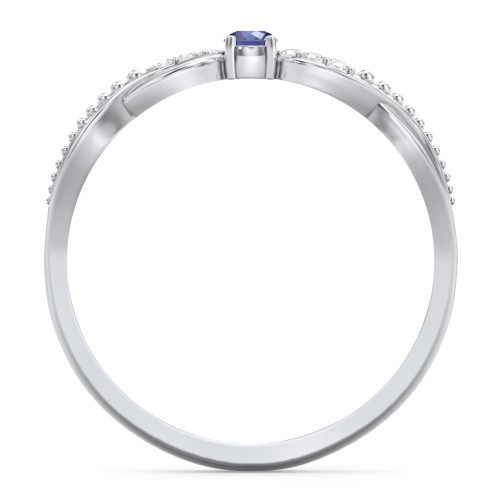 Double Infinity Gemstone Ring with Accents – Sterling Silver with Blue Sapphire and White Premium Zirconia