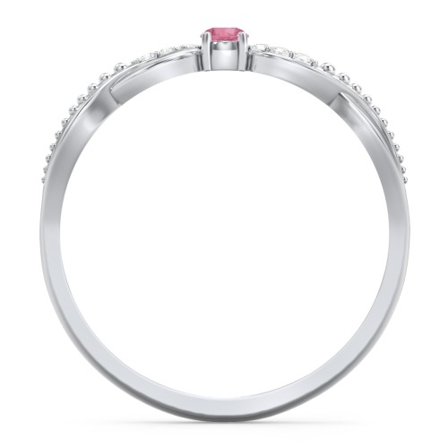 Double Infinity Gemstone Ring with Accents – Sterling Silver with Pink Tourmaline and Diamond