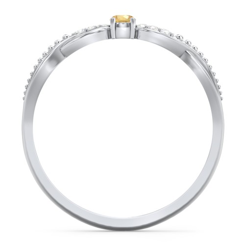 Double Infinity Gemstone Ring with Accents – Sterling Silver with Citrine and Diamond