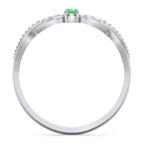 Double Infinity Gemstone Ring with Accents – Sterling Silver with Emerald and White Premium Zirconia