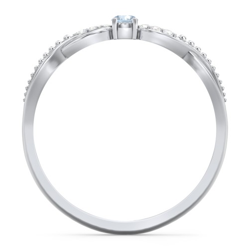 Double Infinity Gemstone Ring with Accents – Sterling Silver with Blue Topaz and Diamond
