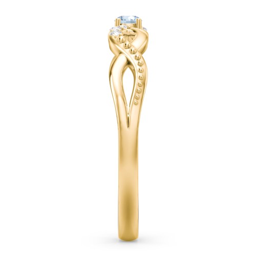 Double Infinity Gemstone Ring with Accents – 10K Yellow Gold with Blue Topaz and White Premium Zirconia