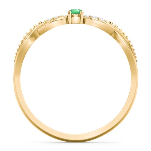 Double Infinity Gemstone Ring with Accents – 10K Yellow Gold with Emerald and White Premium Zirconia