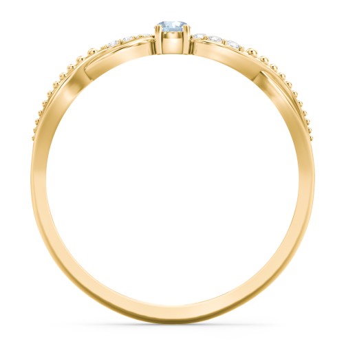 Double Infinity Gemstone Ring with Accents – 10K Yellow Gold with Blue Topaz and White Premium Zirconia
