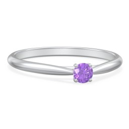 Classic Solitaire Sparkle Ring in 925 Sterling Silver with Amethyst