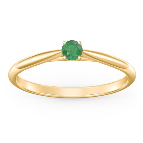 Classic Solitaire Sparkle Ring – 18K Gold Plated Silver with Emerald