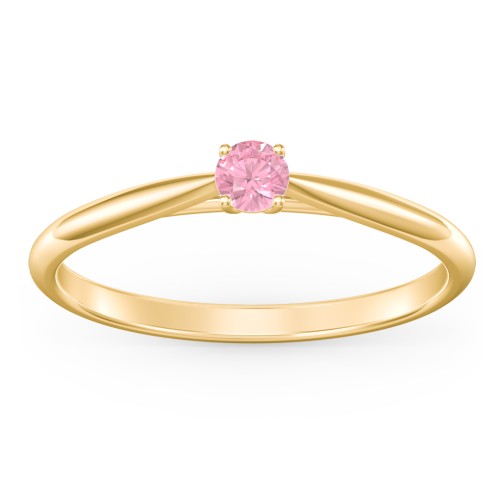 Classic Solitaire Sparkle Ring – 18K Gold Plated Silver with Pink Tourmaline