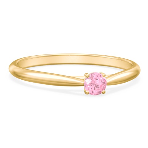 Classic Solitaire Sparkle Ring – 18K Gold Plated Silver with Pink Tourmaline