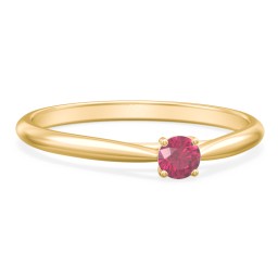 Classic Solitaire Sparkle Ring in 18K Gold Plated Silver with Ruby