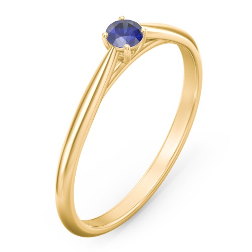 Classic Solitaire Sparkle Ring – 18K Gold Plated Silver with Blue Sapphire