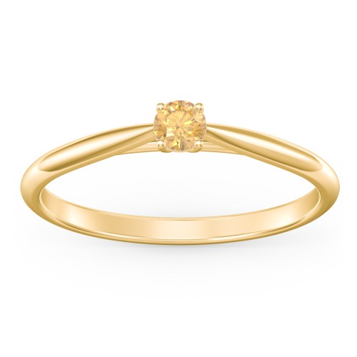 Classic Solitaire Sparkle Ring – 18K Gold Plated Silver with Citrine