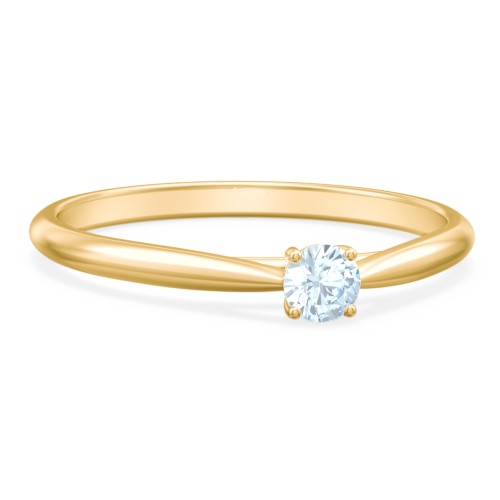 Classic Solitaire Sparkle Ring – 18K Gold Plated Silver with Aquamarine