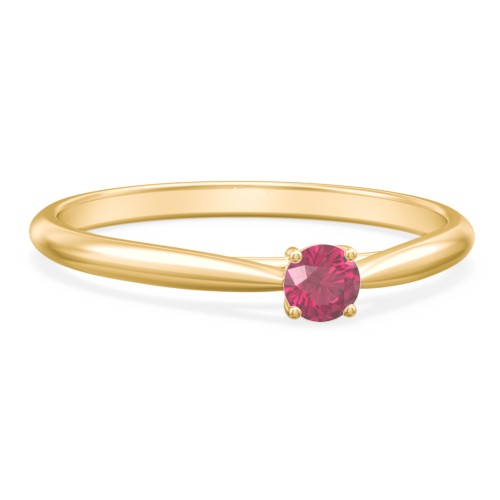 Classic Solitaire Sparkle Ring – 18K Gold Plated Silver with Ruby