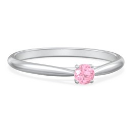 Classic Solitaire Sparkle Ring in 925 Sterling Silver with Pink Tourmaline