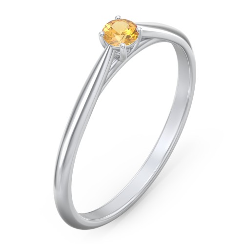 Classic Solitaire Sparkle Ring – Sterling Silver with Citrine
