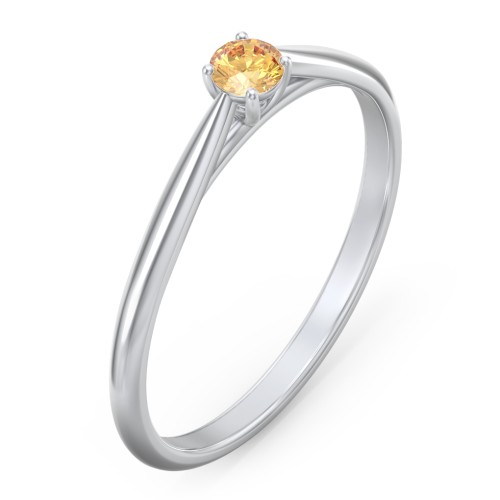 Classic Solitaire Sparkle Ring – Sterling Silver with Citrine
