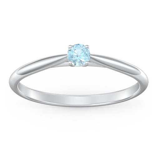 Classic Solitaire Sparkle Ring – Sterling Silver with Blue Topaz