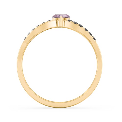 Split Shank Heart Promise Ring – 18K Gold Plated Silver with Alexandrite and Black Premium Zirconia