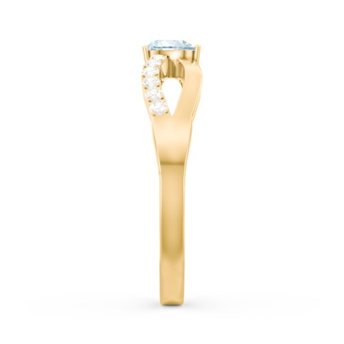 Split Shank Heart Promise Ring – 10K Yellow Gold with Aquamarine and Fancy Yellow Premium Zirconia