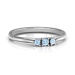 Trinity Ring on Classic Band in 925 Sterling Silver with Aquamarine