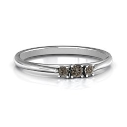 Trinity Ring on Classic Band in 925 Sterling Silver with Smokey Quartz