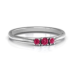 Trinity Ring on Classic Band in 925 Sterling Silver with Ruby
