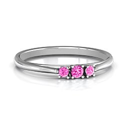 Trinity Ring on Classic Band in 925 Sterling Silver with Pink Tourmaline