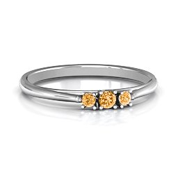 Trinity Ring on Classic Band in 925 Sterling Silver with Citrine