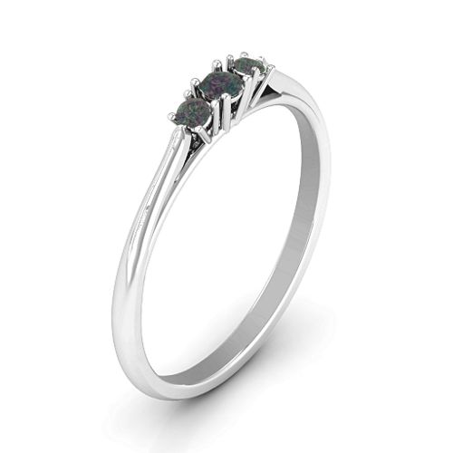 Trinity Ring on Classic Band – Sterling Silver with Alexandrite