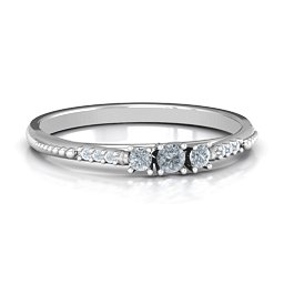 Trinity Ring on Accented Band in 925 Sterling Silver with Diamond