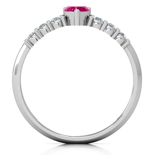 Beaming with Love Ring – Sterling Silver with Ruby and Cubic Zirconia