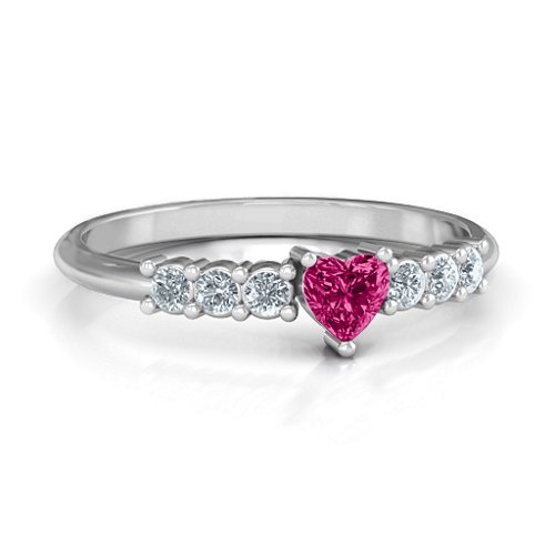 Beaming with Love Ring – Sterling Silver with Ruby and Cubic Zirconia