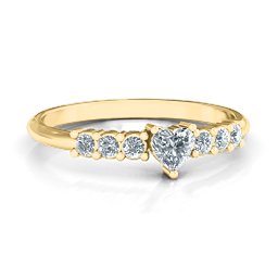 Beaming with Love Ring in 10K Solid Yellow Gold with Cubic Zirconia