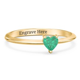 Solitaire Heart Gemstone Ring with Tapered Knife Edge Band