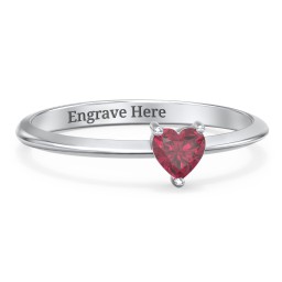 Solitaire Heart Gemstone Ring with Tapered Knife Edge Band