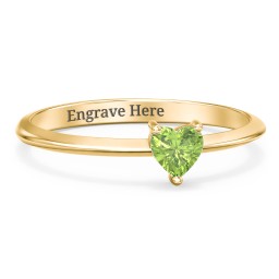 Solitaire Heart Gemstone Ring with Tapered Knife Edge Band