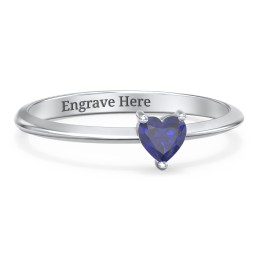 Solitaire Heart Gemstone Ring with Tapered Knife Edge Band