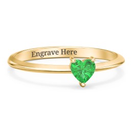 Solitaire Heart Gemstone Ring with Tapered Knife Edge Band