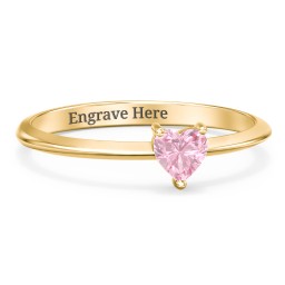 Solitaire Heart Gemstone Ring with Tapered Knife Edge Band