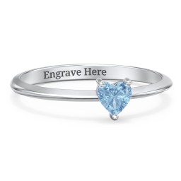 Solitaire Heart Gemstone Ring with Tapered Knife Edge Band