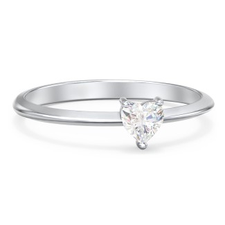 Solitaire Heart Gemstone Ring with Tapered Knife Edge Band