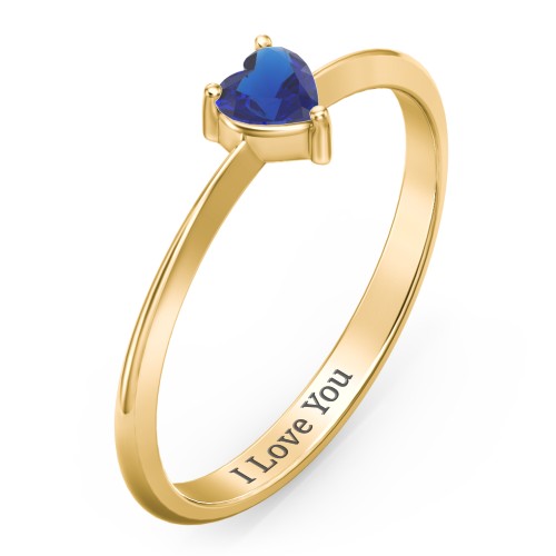 Solitaire Heart Gemstone Ring with Tapered Knife Edge Band