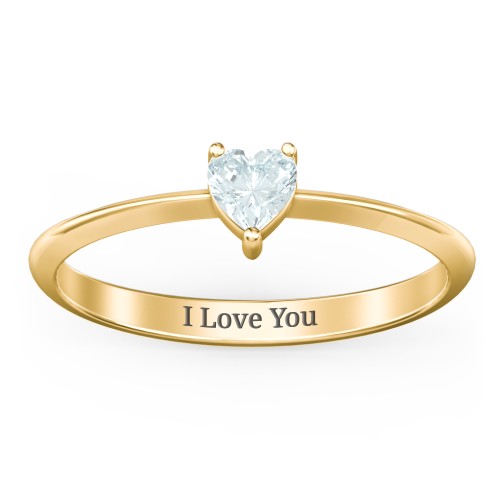 Solitaire Heart Gemstone Ring with Tapered Knife Edge Band