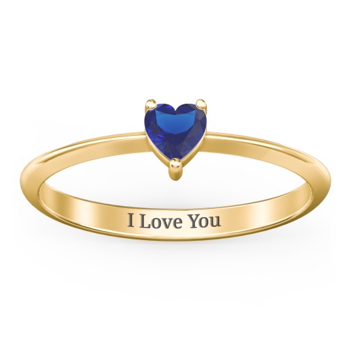 Solitaire Heart Gemstone Ring with Tapered Knife Edge Band