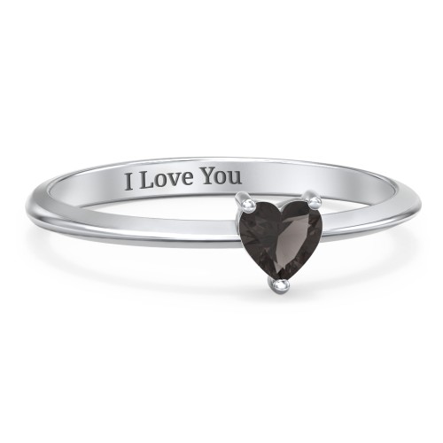 Solitaire Heart Gemstone Ring with Tapered Knife Edge Band