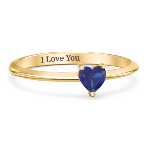 Solitaire Heart Gemstone Ring with Tapered Knife Edge Band