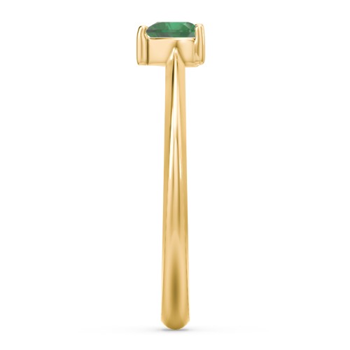 Solitaire Heart Gemstone Ring with Tapered Knife Edge Band – 18K Gold Plated Silver with Emerald